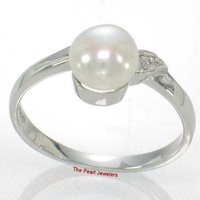 Solid Sterling Silver .925 White Freshwater Pearl & Cubic Zirconia Accent Ring