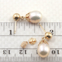 Load image into Gallery viewer, 14K Yellow Gold White Pearl Dangle Earrings with Claws