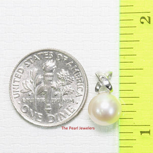 White Pearl Pendant – 14k White Gold with Diamond Bail