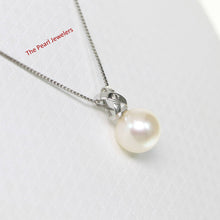 Load image into Gallery viewer, White Pearl Pendant – 14k White Gold with Diamond Bail