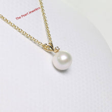 Load image into Gallery viewer, White Pearl Pendant – 14k Yellow Gold with Diamond Bail