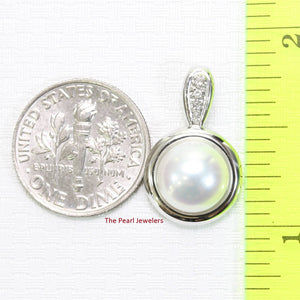 White Pearl Enhancer Pendant – 14k White Gold + Diamonds