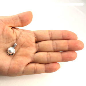 White Pearl Enhancer Pendant – 14k White Gold + Diamonds