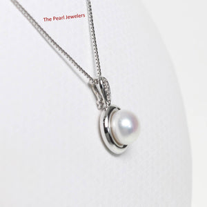 White Pearl Enhancer Pendant – 14k White Gold + Diamonds