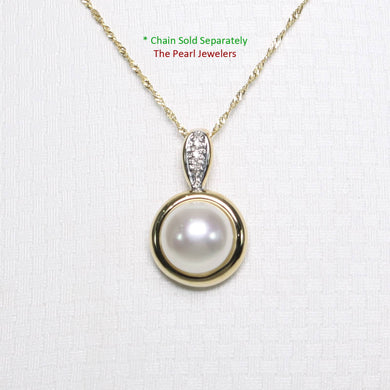 White Pearl Enhancer – 14k Yellow Gold + Diamonds