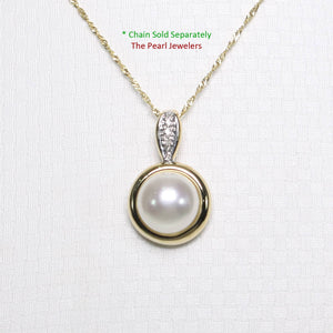 White Pearl Enhancer – 14k Yellow Gold + Diamonds