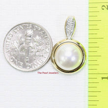 Load image into Gallery viewer, White Pearl Enhancer – 14k Yellow Gold + Diamonds