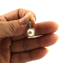 Load image into Gallery viewer, White Pearl Enhancer – 14k Yellow Gold + Diamonds
