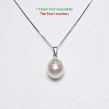 Load image into Gallery viewer, White Pearl Pendant with Diamond Eyes – 14k White Gold
