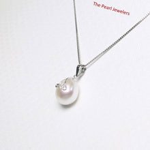 Load image into Gallery viewer, White Pearl Pendant with Diamond Eyes – 14k White Gold