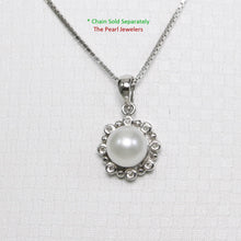 Load image into Gallery viewer, White Pearl Pendant – 14k White Gold with Diamond Halo
