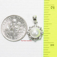 Load image into Gallery viewer, White Pearl Pendant – 14k White Gold with Diamond Halo