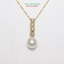Load image into Gallery viewer, White Pearl Pendant – 14k Yellow Gold with Diamond Heart Bail