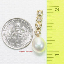 Load image into Gallery viewer, White Pearl Pendant – 14k Yellow Gold with Diamond Heart Bail