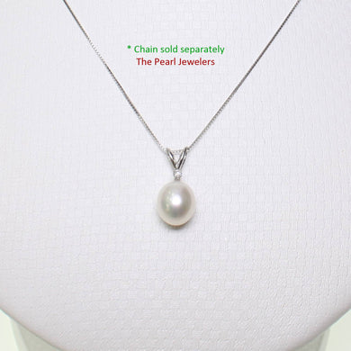 White Pearl Diamond Pendant – 14k White Gold + Chain Options
