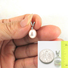 Load image into Gallery viewer, White Pearl Diamond Pendant – 14k White Gold + Chain Options
