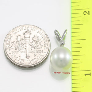 White Pearl Diamond Pendant – 14k White Gold + Chain Options