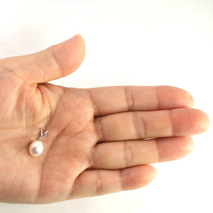 White Pearl Diamond Pendant – 14k White Gold + Chain Options