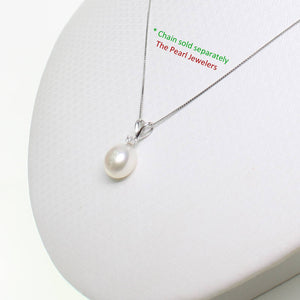 White Pearl Diamond Pendant – 14k White Gold + Chain Options
