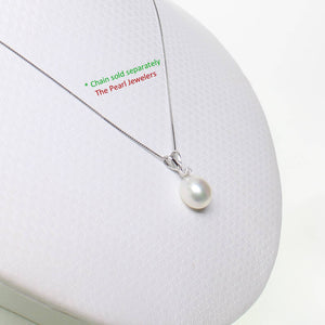 White Pearl Diamond Pendant – 14k White Gold + Chain Options