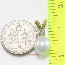 Load image into Gallery viewer, White Pearl Pendant with Diamond – 14k Yellow Gold