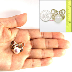 White Pearl Pendant – 14k Yellow Gold + Diamonds