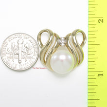 Load image into Gallery viewer, White Pearl Pendant – 14k Yellow Gold + Diamonds