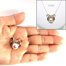 Load image into Gallery viewer, White Pearl Pendant – 14k Yellow Gold + Diamonds