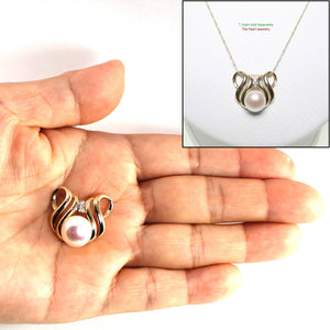 White Pearl Pendant – 14k Yellow Gold + Diamonds