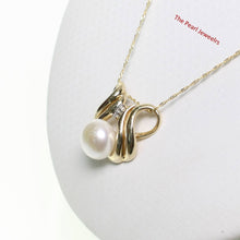 Load image into Gallery viewer, White Pearl Pendant – 14k Yellow Gold + Diamonds