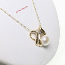Load image into Gallery viewer, White Pearl Pendant – 14k Yellow Gold + Diamonds