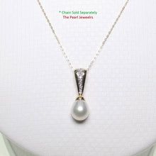 Load image into Gallery viewer, White Pearl Pendant – 14k Yellow Gold + 7 Diamonds
