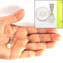Load image into Gallery viewer, White Pearl Pendant – 14k Yellow Gold + 7 Diamonds
