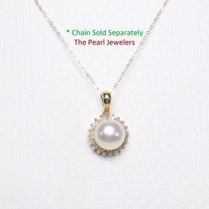 14K Yellow Gold White Pearl & Diamond Surround Pendant