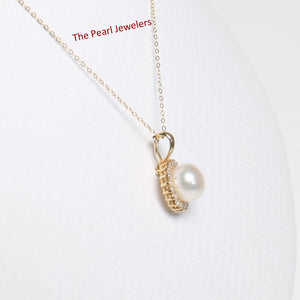 14K Yellow Gold White Pearl & Diamond Surround Pendant