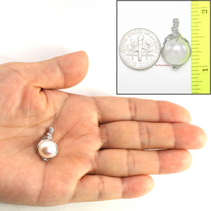 White Pearl Pendant – 14k White Gold with Diamonds