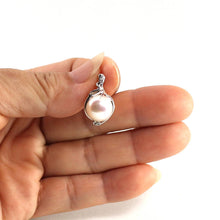 Load image into Gallery viewer, White Pearl Pendant – 14k White Gold with Diamonds