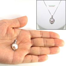 Load image into Gallery viewer, White Pearl Pendant – 14k White Gold with Diamonds