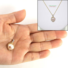 Load image into Gallery viewer, White Pearl Pendant – 14k Yellow Gold with Diamond Trio
