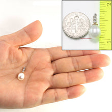 Load image into Gallery viewer, White Pearl Pendant – 14k Yellow Gold + Diamonds + Singapore Chain