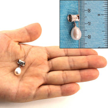 Load image into Gallery viewer, White Pearl Pendant – 14k White Gold Tunnel Bail + Diamonds