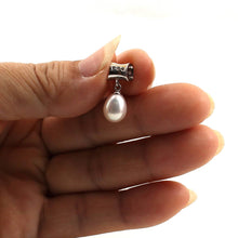 Load image into Gallery viewer, White Pearl Pendant – 14k White Gold Tunnel Bail + Diamonds