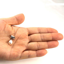 Load image into Gallery viewer, White Pearl Pendant – 14k White Gold Tunnel Bail + Diamonds