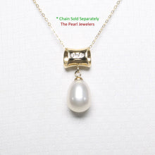 Load image into Gallery viewer, White Pearl Pendant – 14k Yellow Gold Tunnel Bail + Diamonds