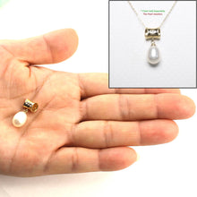 Load image into Gallery viewer, White Pearl Pendant – 14k Yellow Gold Tunnel Bail + Diamonds