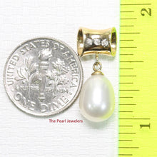 Load image into Gallery viewer, White Pearl Pendant – 14k Yellow Gold Tunnel Bail + Diamonds