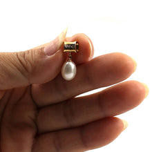 Load image into Gallery viewer, White Pearl Pendant – 14k Yellow Gold Tunnel Bail + Diamonds