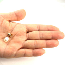 Load image into Gallery viewer, White Pearl Pendant – 14k Yellow Gold Tunnel Bail + Diamonds