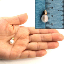 Load image into Gallery viewer, White Pearl Pendant – 14k Yellow Gold Dimpled Bail + Diamonds