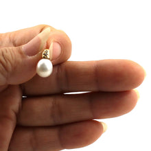 Load image into Gallery viewer, White Pearl Pendant – 14k Yellow Gold Dimpled Bail + Diamonds